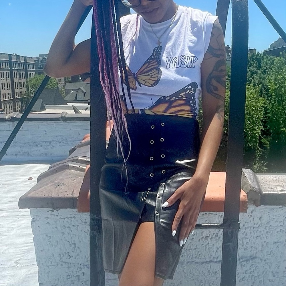 Rebdolls Black Leather Mini Skirt